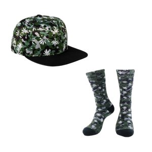 Be Lit Apparel Camo Leaf Hat And Socks Combo