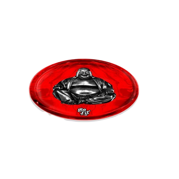 Be Lit Round Rolling Tray, Red Buddha